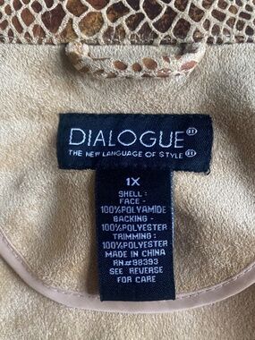 Dialogue The Language Of Style Snakeskin Print Jacket W/zipper Size 1X.